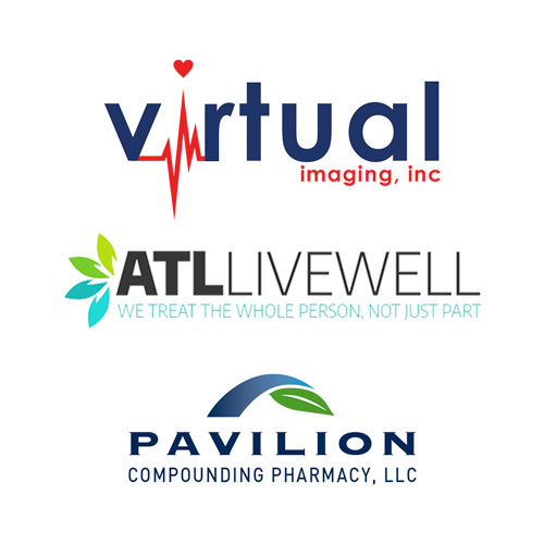 Virtual Imaging, Inc., ATL Live Well, and Pavilion Compounding Pharmacy, LLC logos